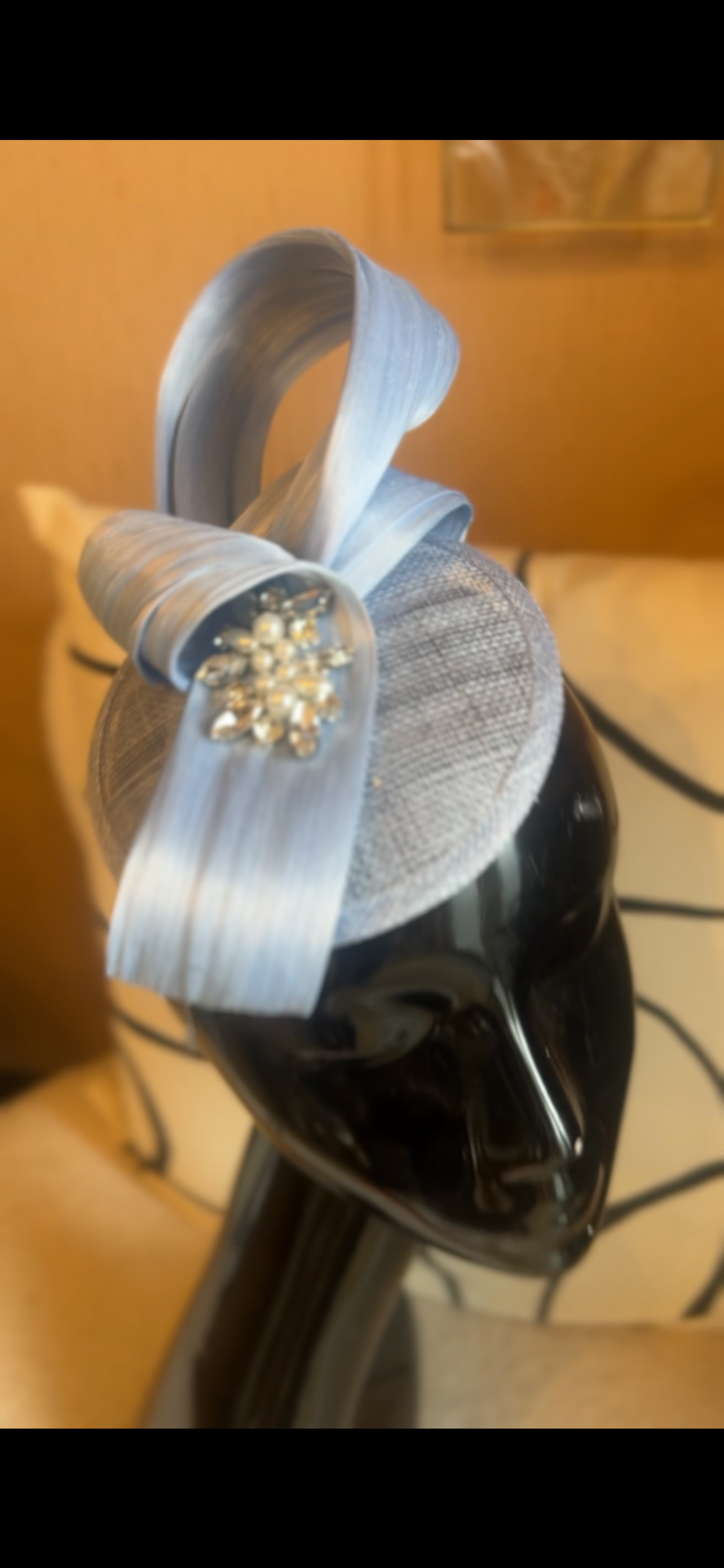 Blue Fascinator with pearl & diamanté detail