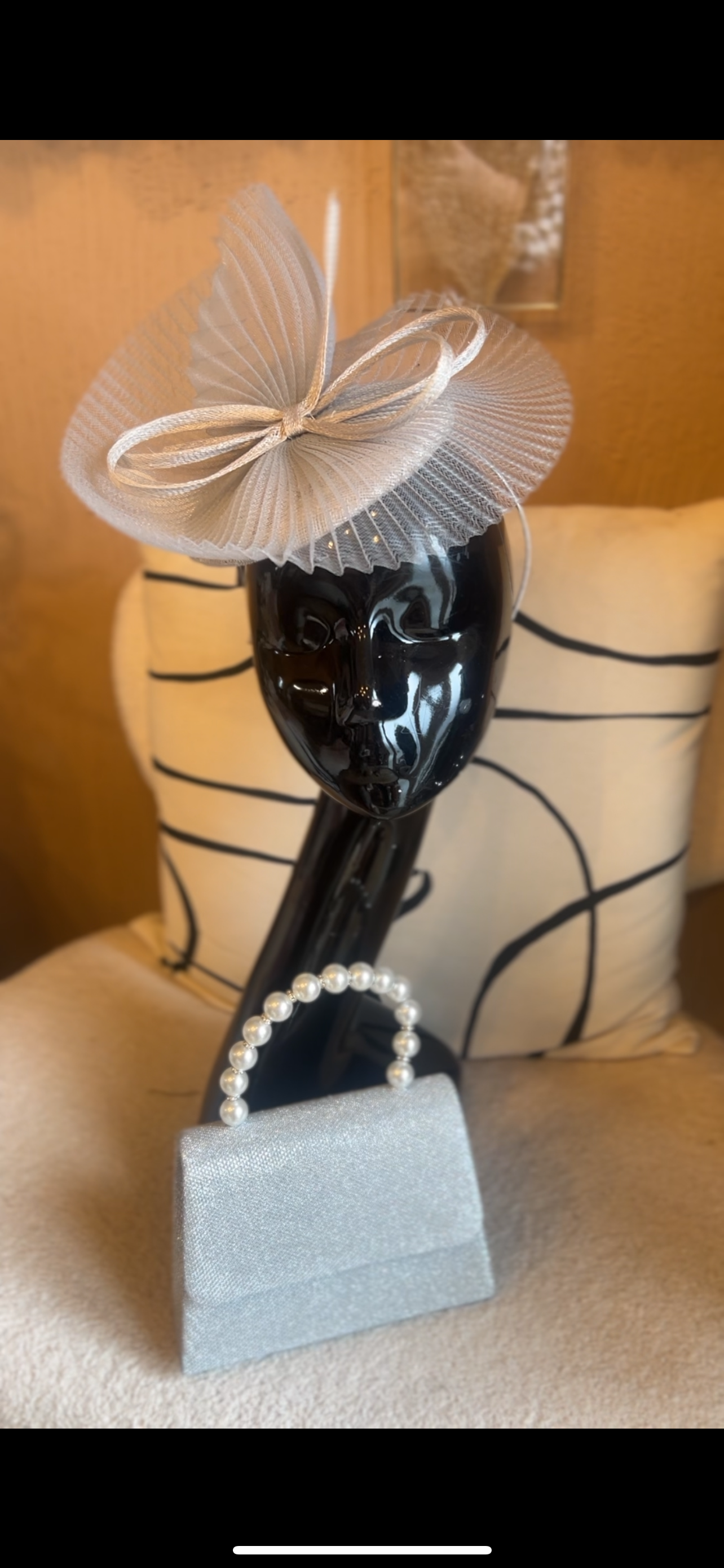 Silver fascinator and clutch bag set