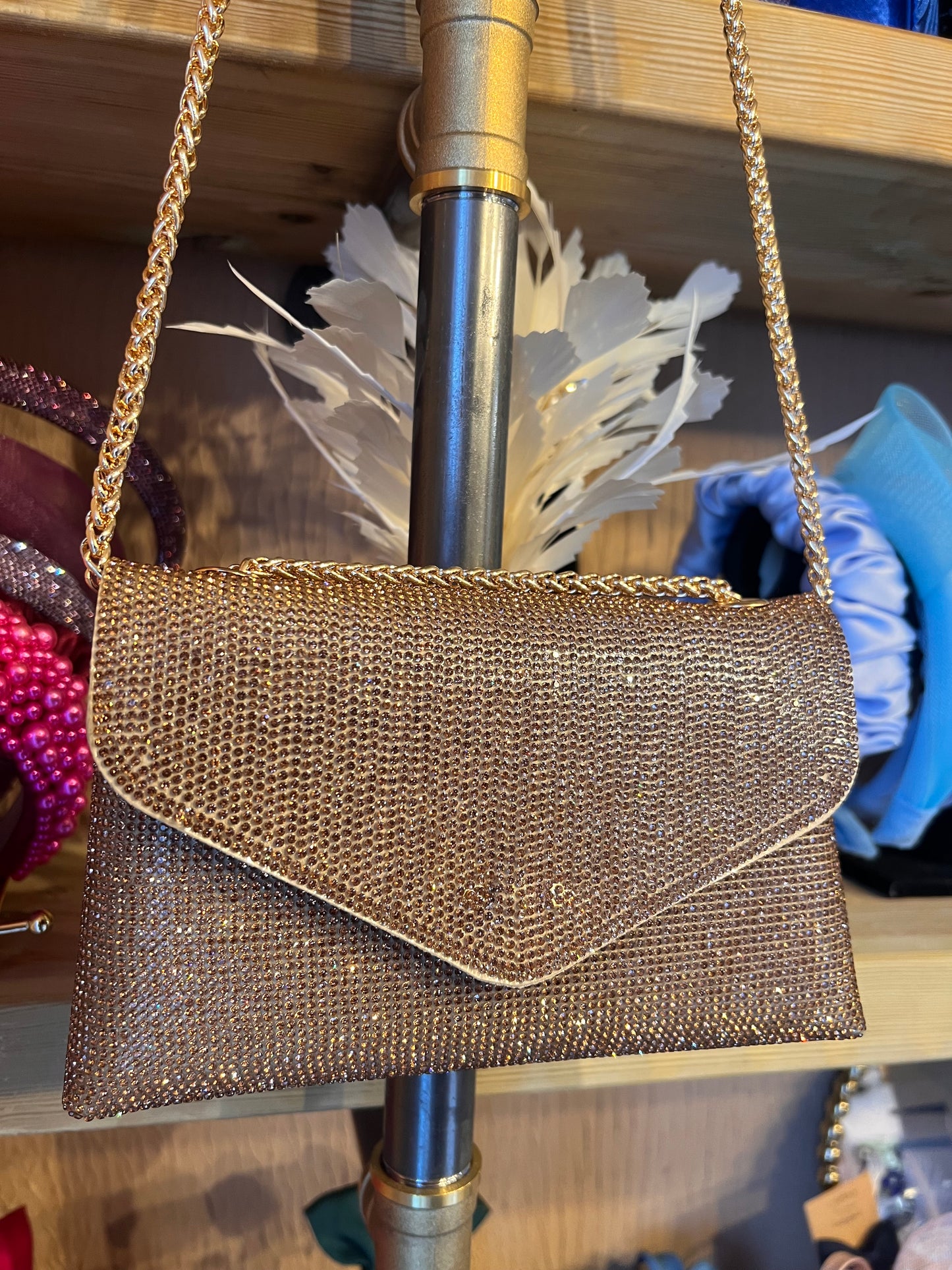 Bronze crystal handbag
