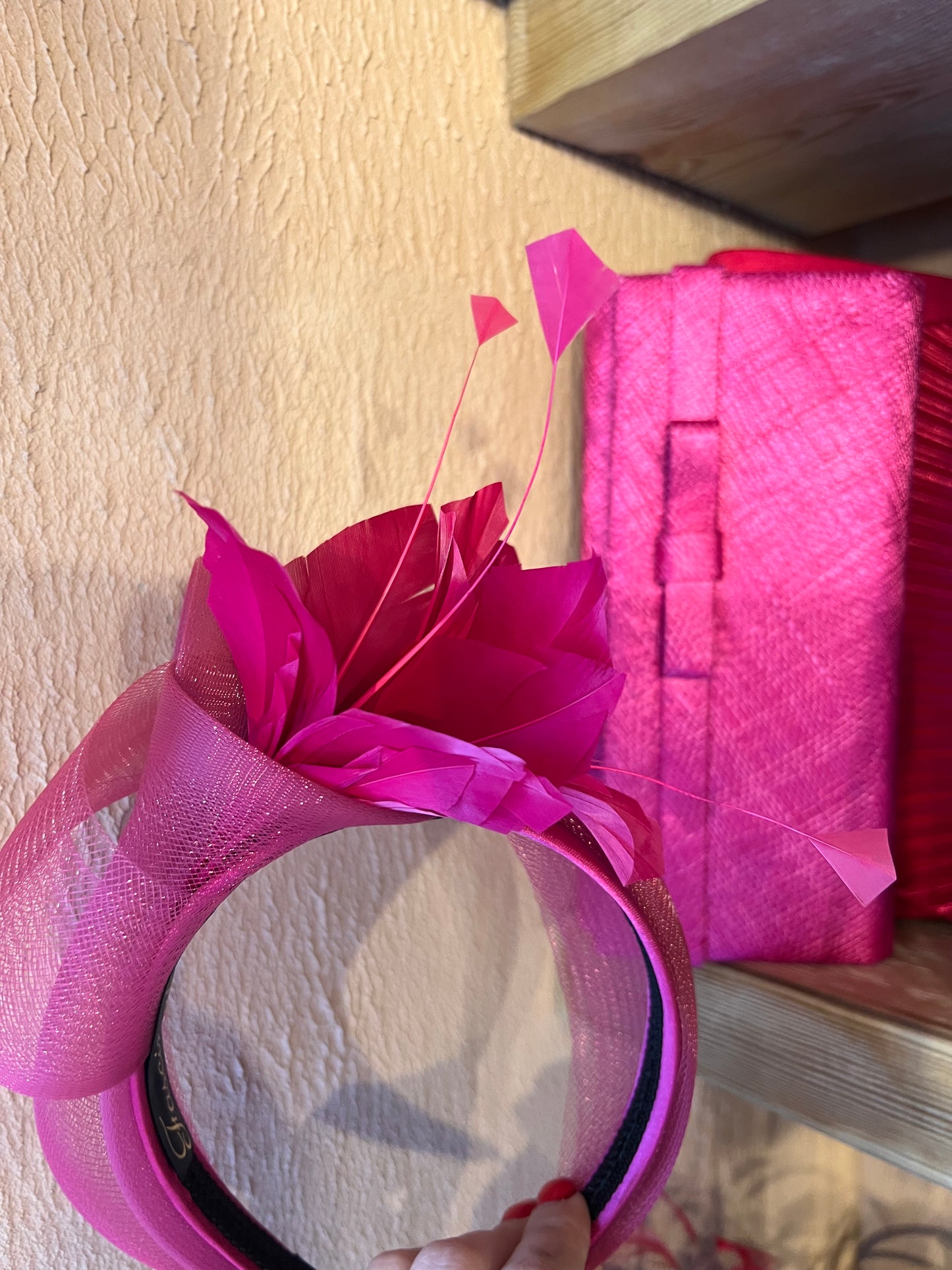 Hot pink headband and clutch bag set