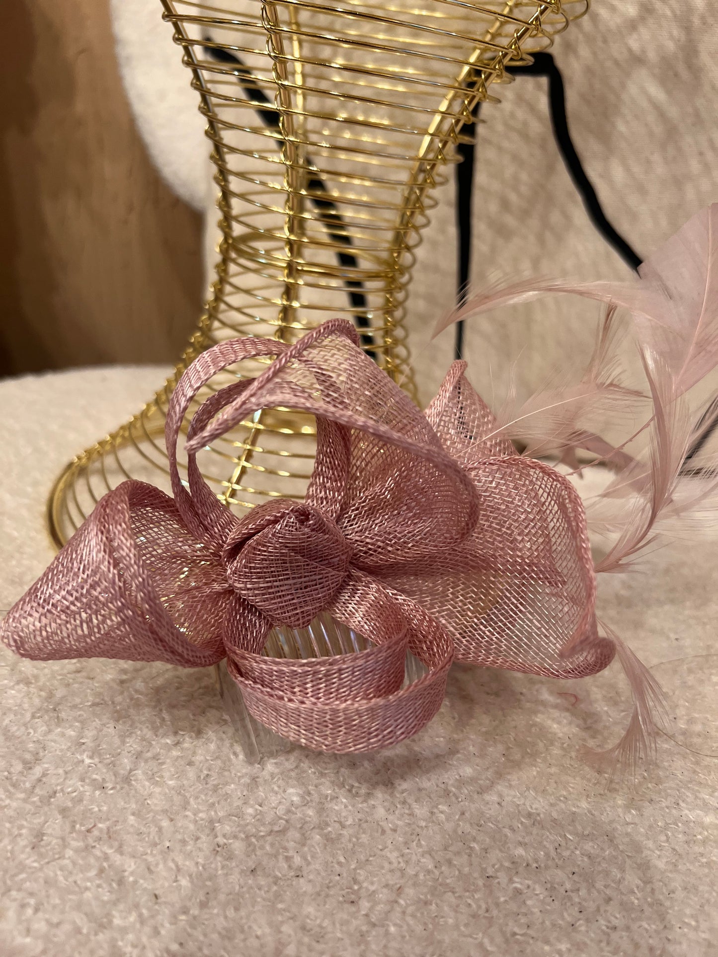 Blush pink small comb fascinator