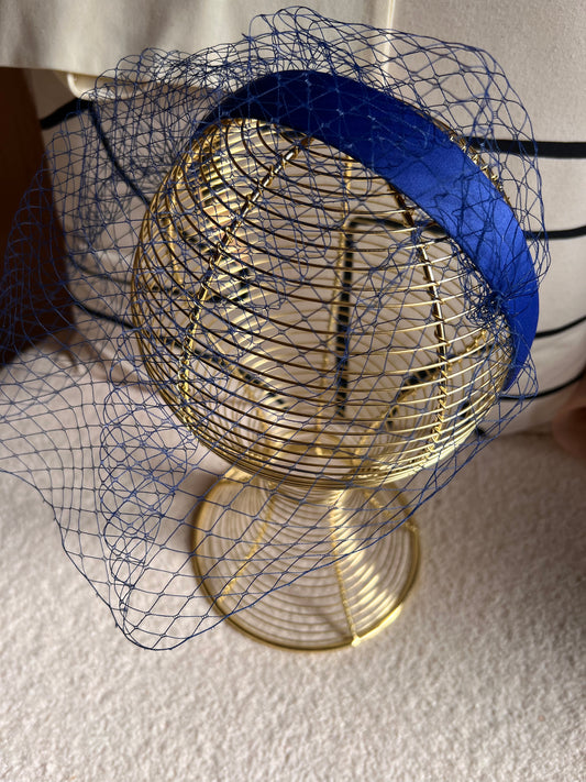Blue veiled headband