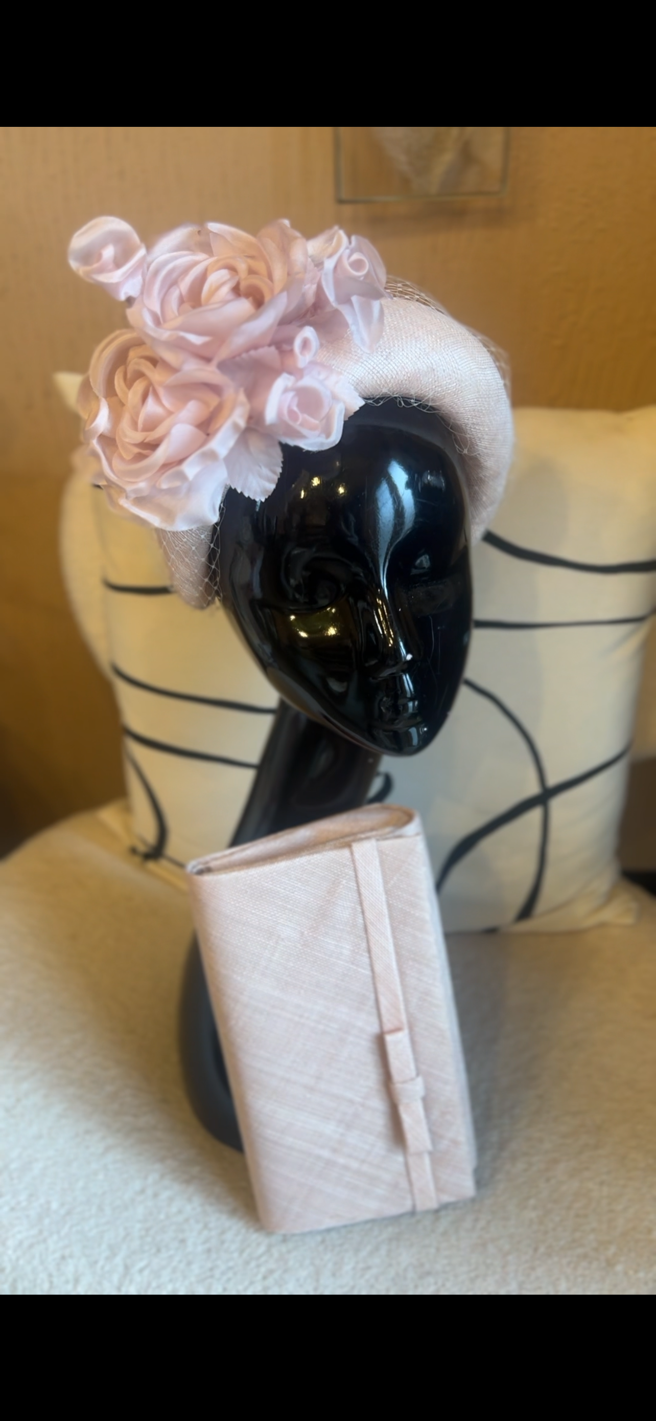 Blush floral headband & clutch bag set