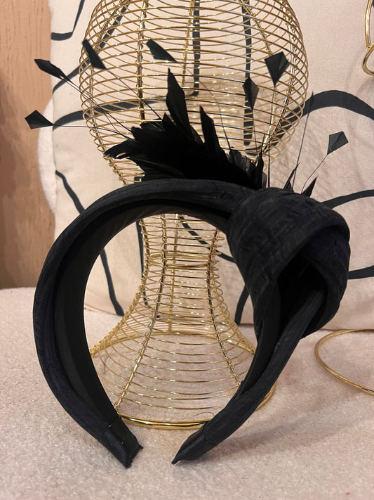Black knotted feather headband