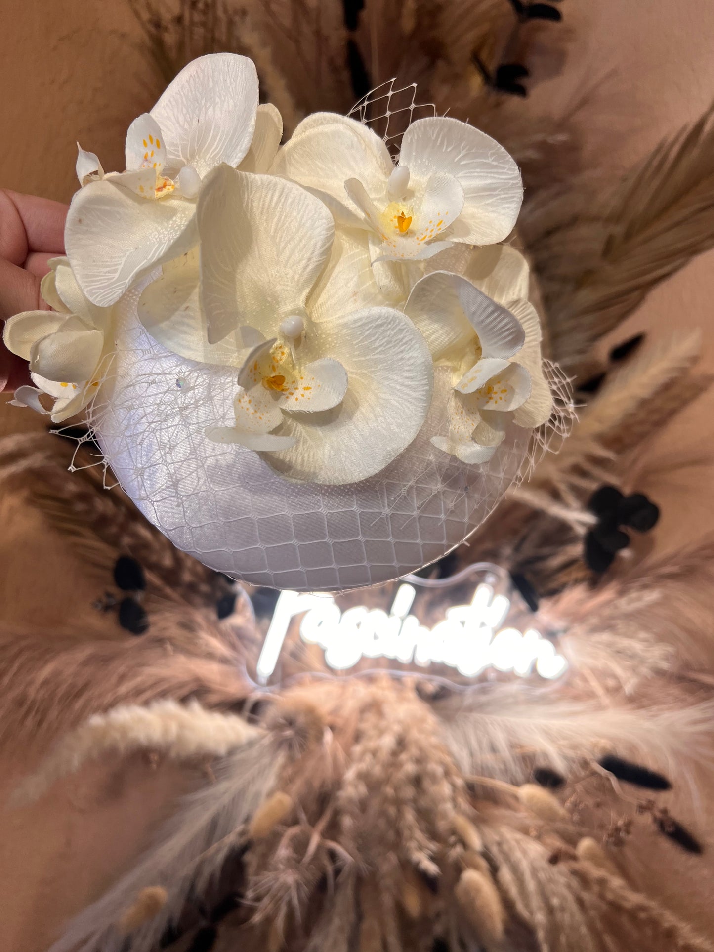Orchid Pillbox headpiece