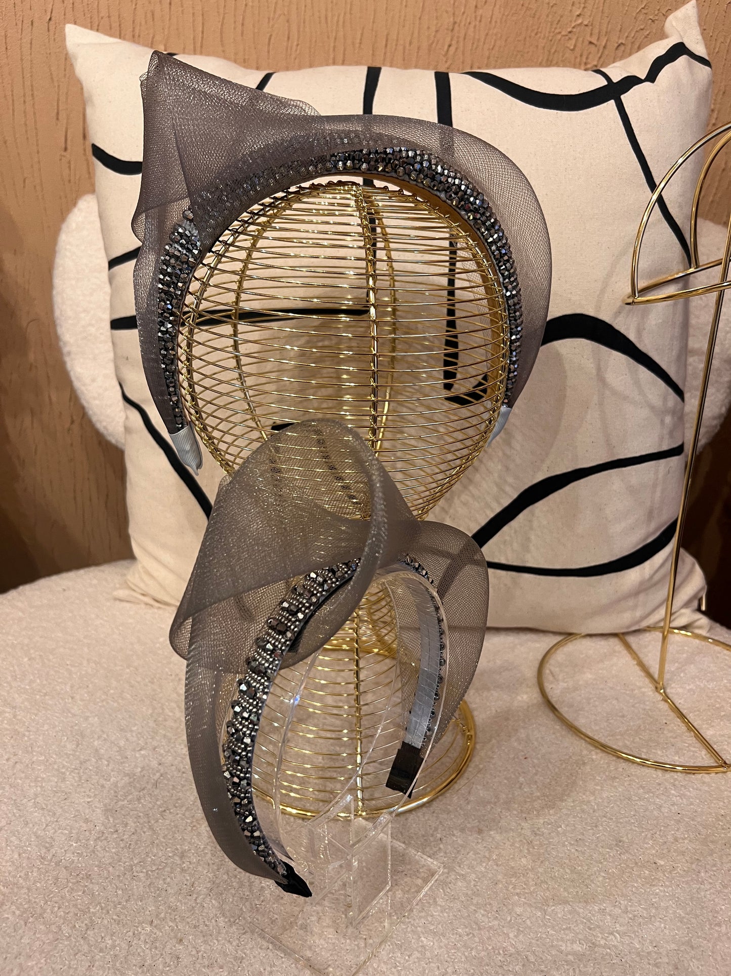 Silver crystal knotted headband