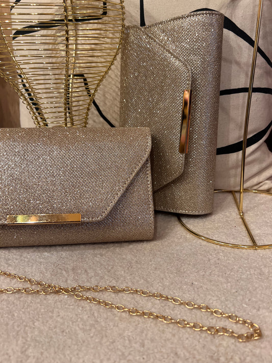Gold Glitter Clutch bag
