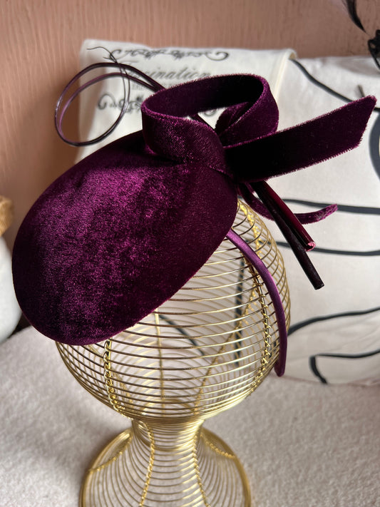 Deep magenta velvet pillbox