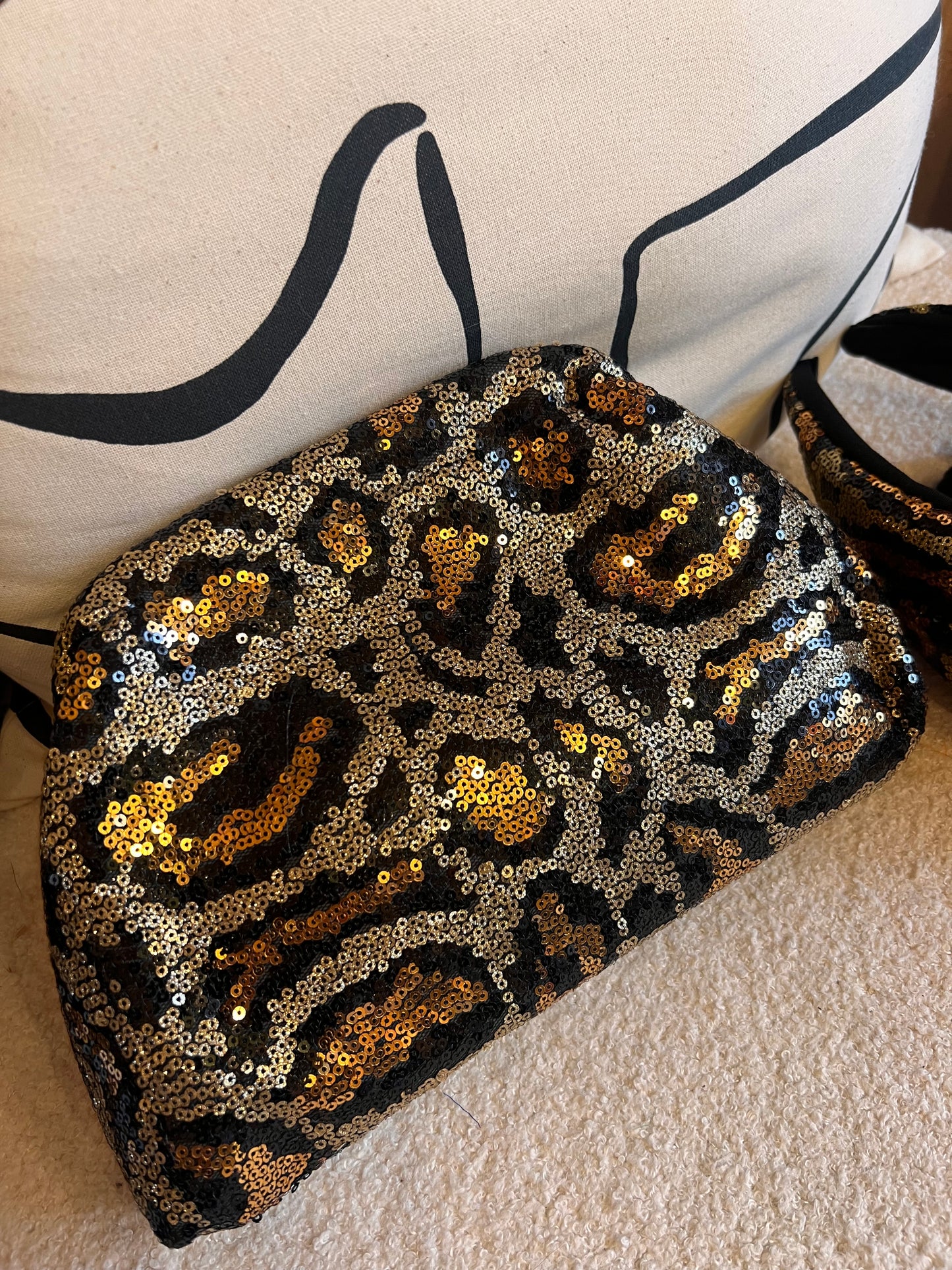 Leopard Sequin Clutch Bag