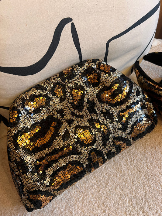 Leopard Sequin Clutch Bag