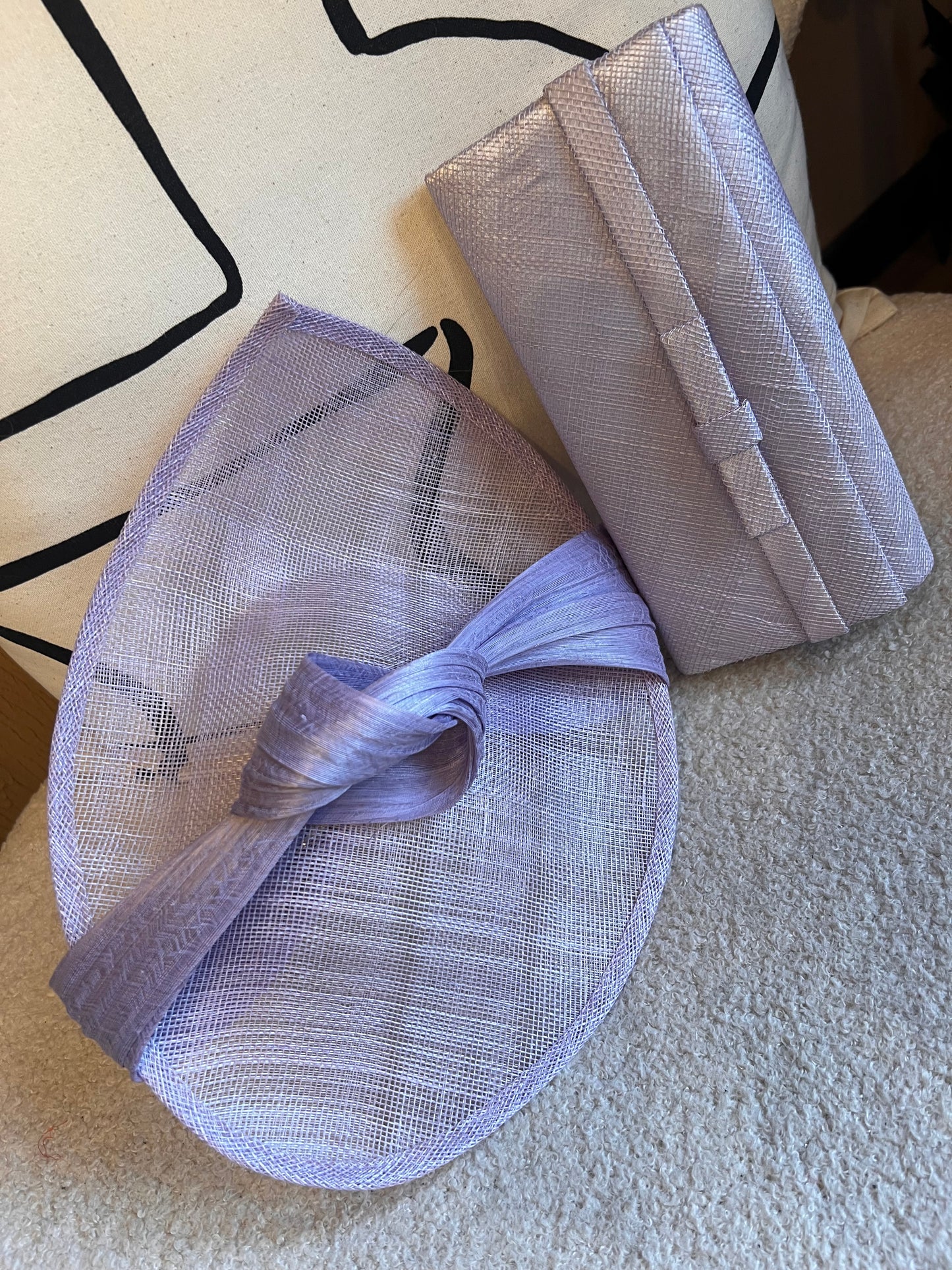 Lilac hatinator and clutch bag set