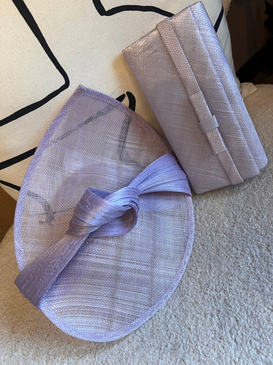 Lilac hatinator and clutch bag set