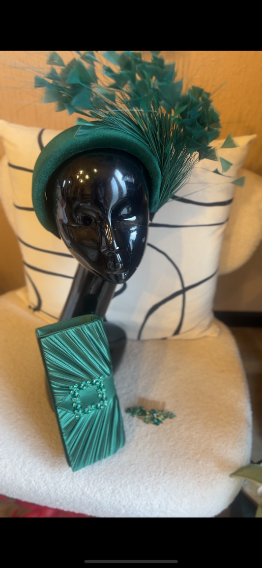 Emerald headband and clutch bag set