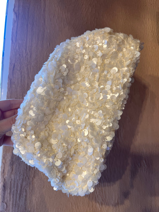 Ivory sequin clutch bag