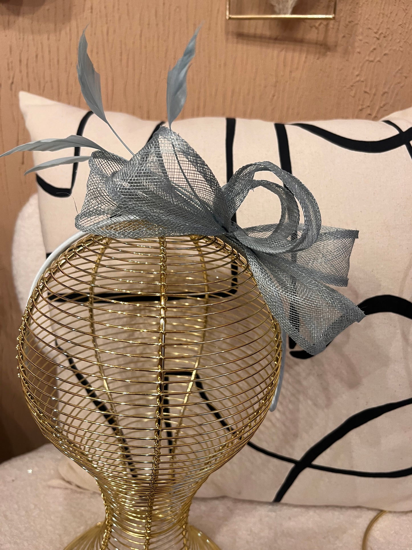 Pale blue looped fascinator