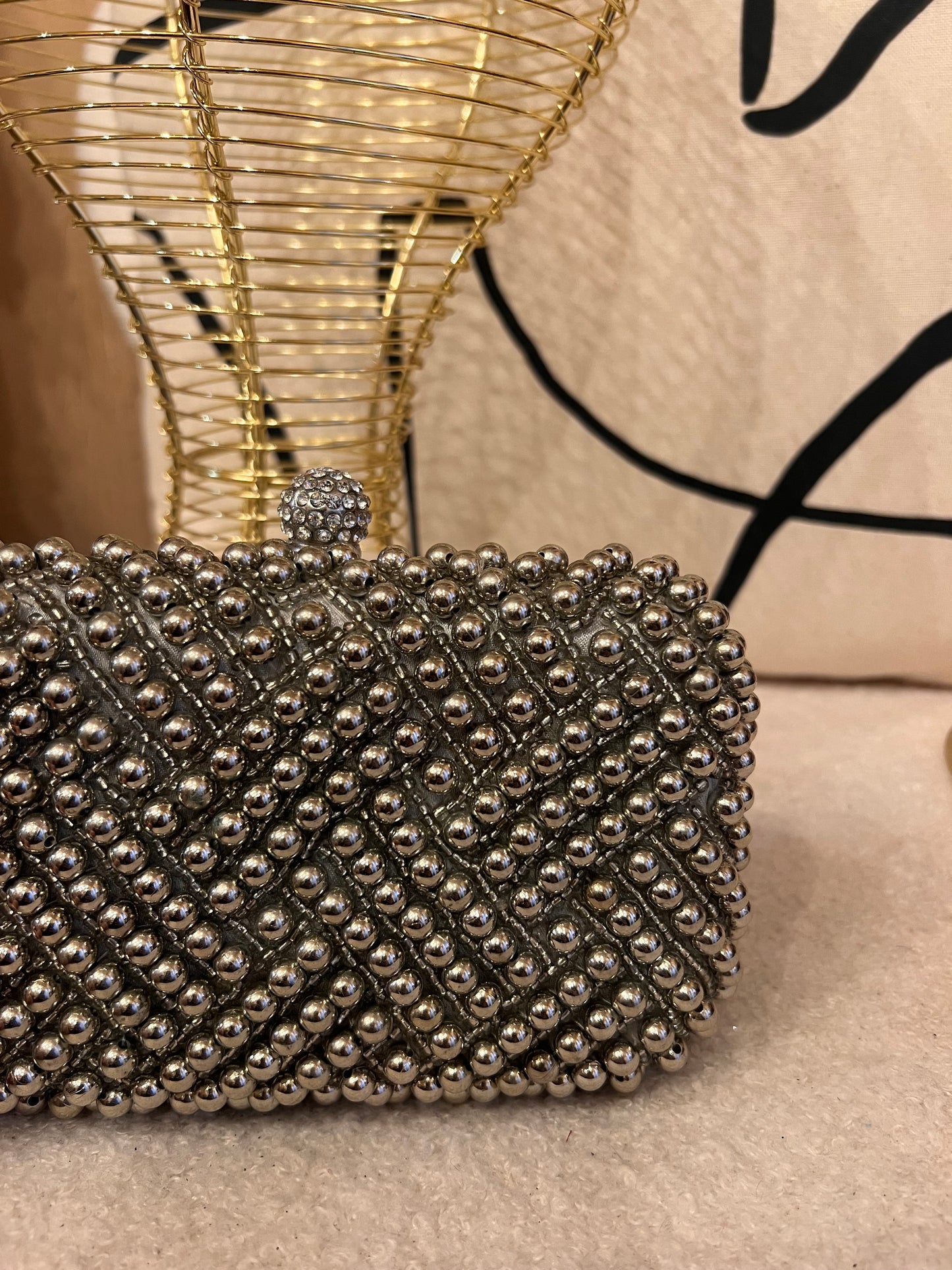Silver Beaded Box bag