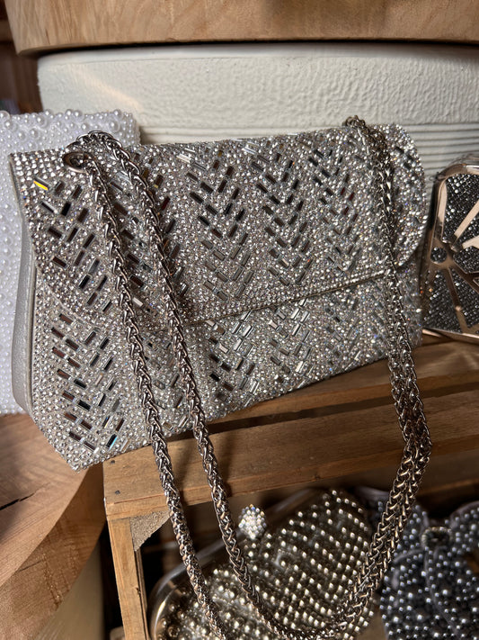 Silver diamanté bag