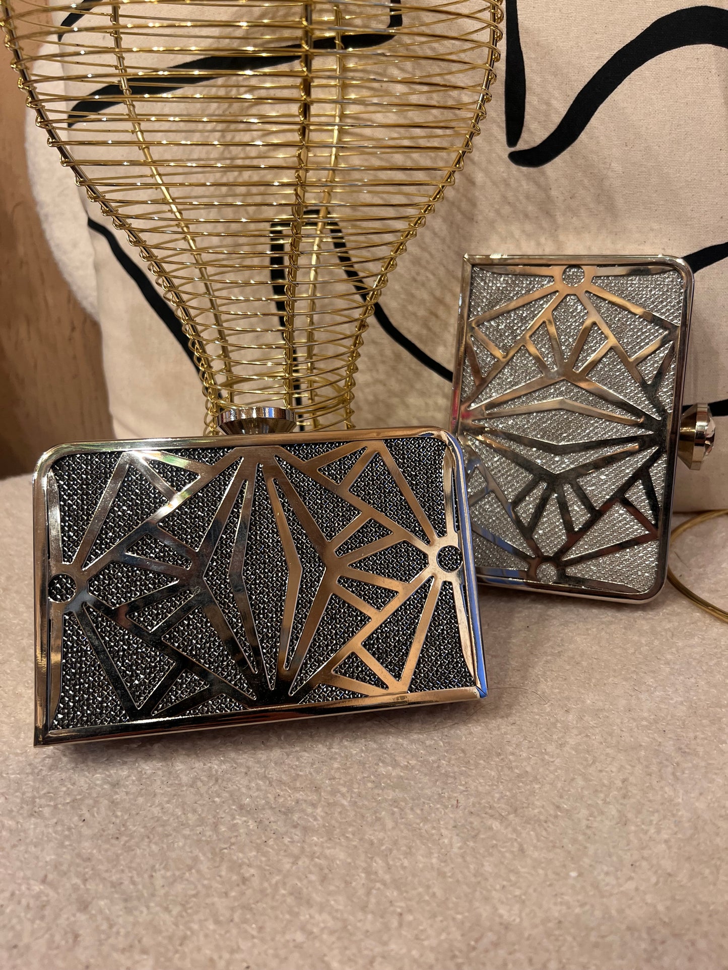 Silver box bag with glitter detail