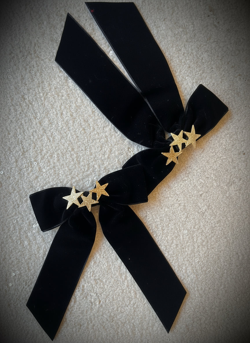 Black velvet Gold Star Bow