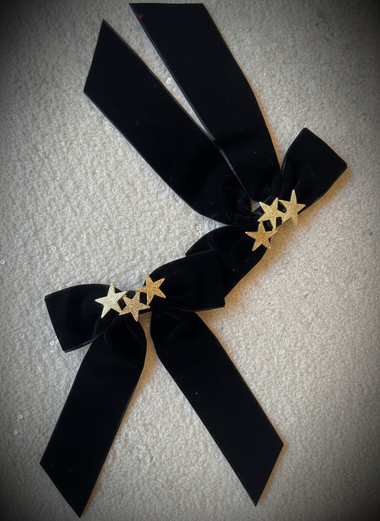 Black velvet Gold Star Bow