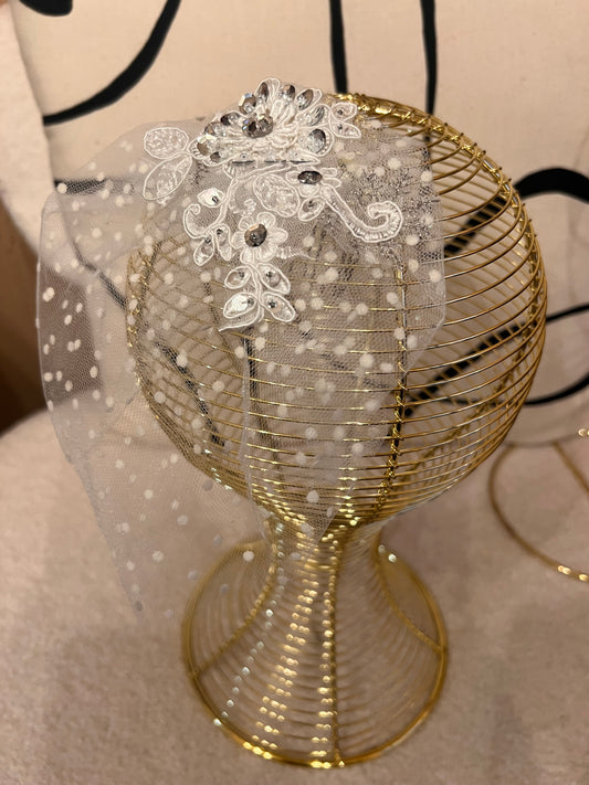 Bridal veil with lace detail