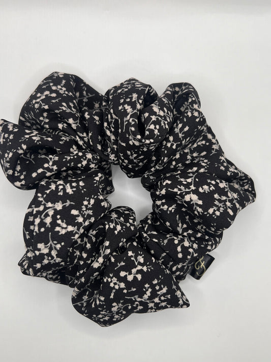 Luxury Black Floral Scrunchie