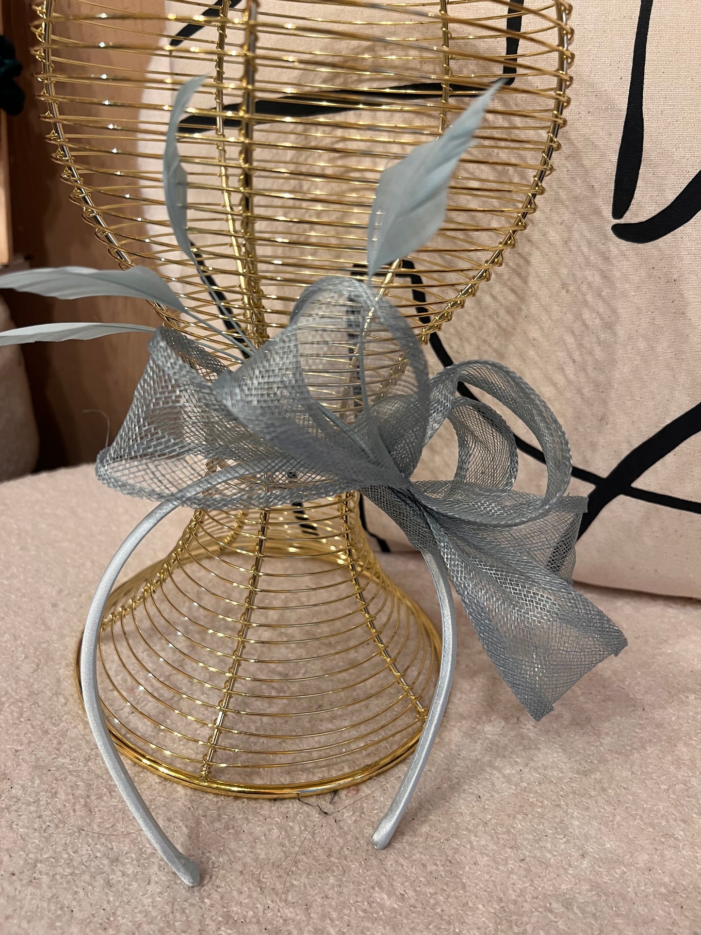 Pale blue looped fascinator