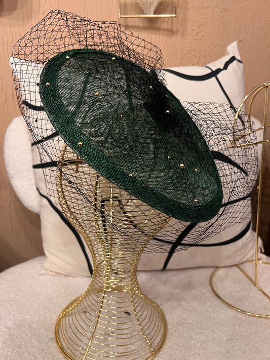 Emerald, black & Gold veiled hatinator