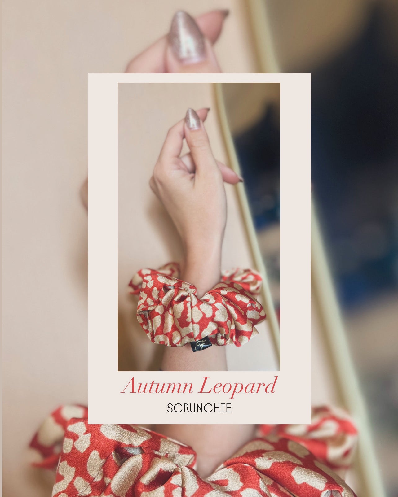 Luxury silk Burnt Orange leopard Scrunchie