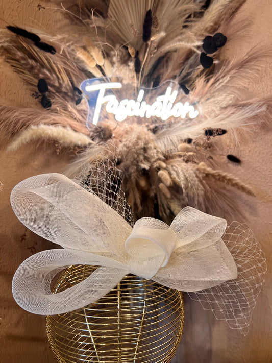 Cream floaty net fascinator