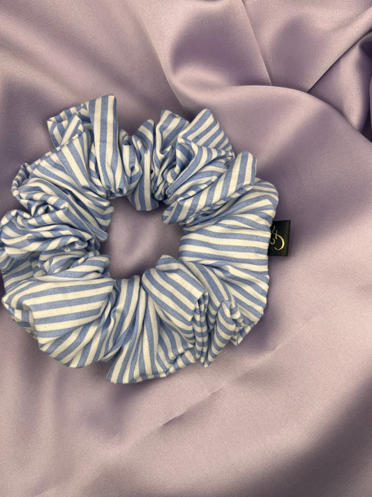 Luxury blue summer stripe scrunchie