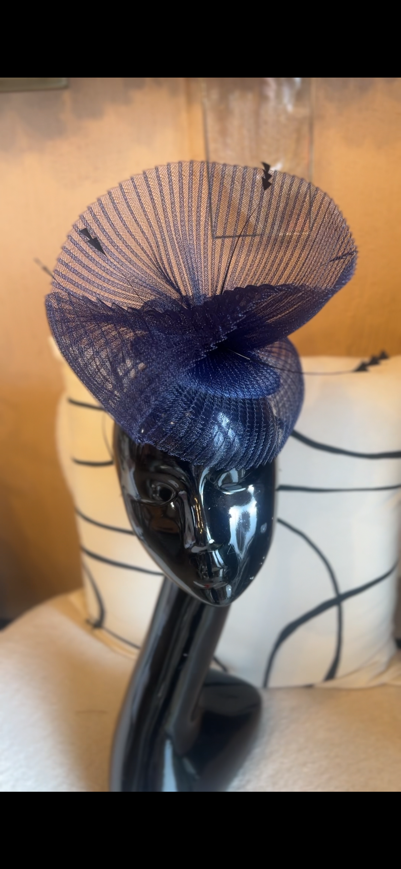 Navy plaited fascinator