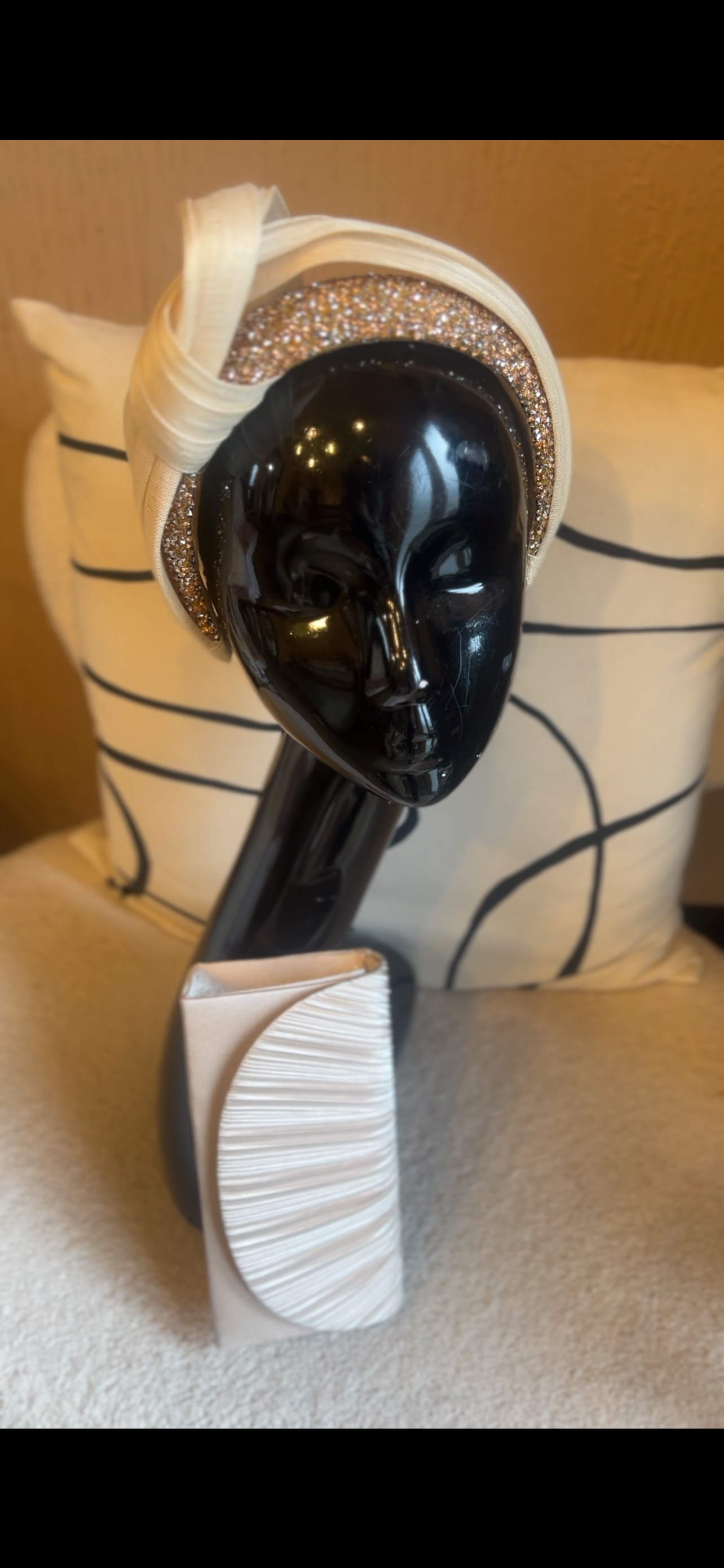 Gold & Ivory headband & clutch bag