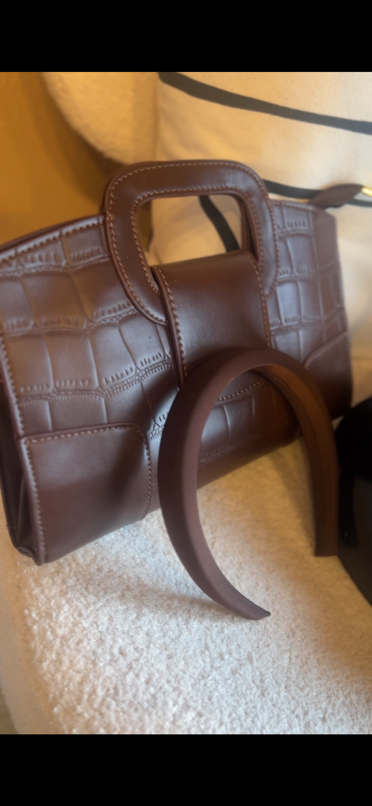 Chocolate brown headband & bag set