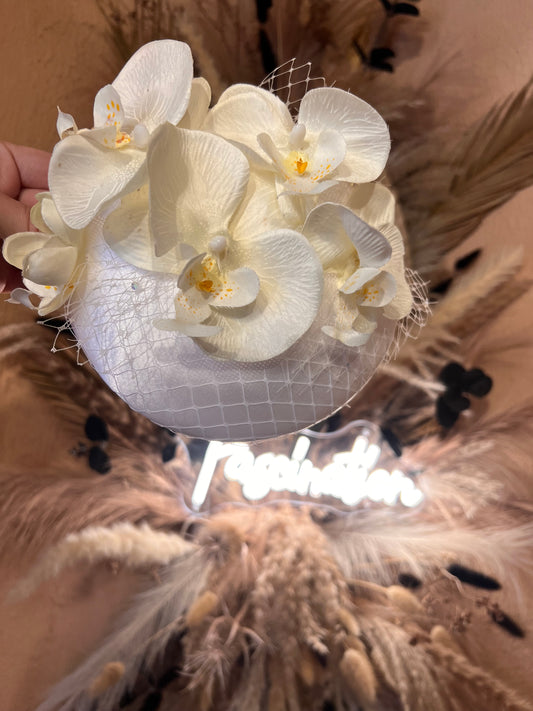 Orchid Pillbox headpiece