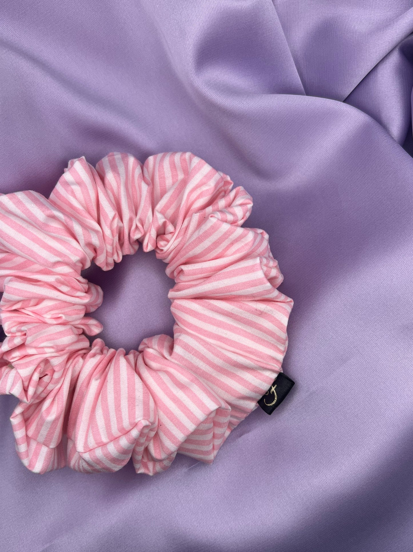 Luxury pink summer stripe scrunchie