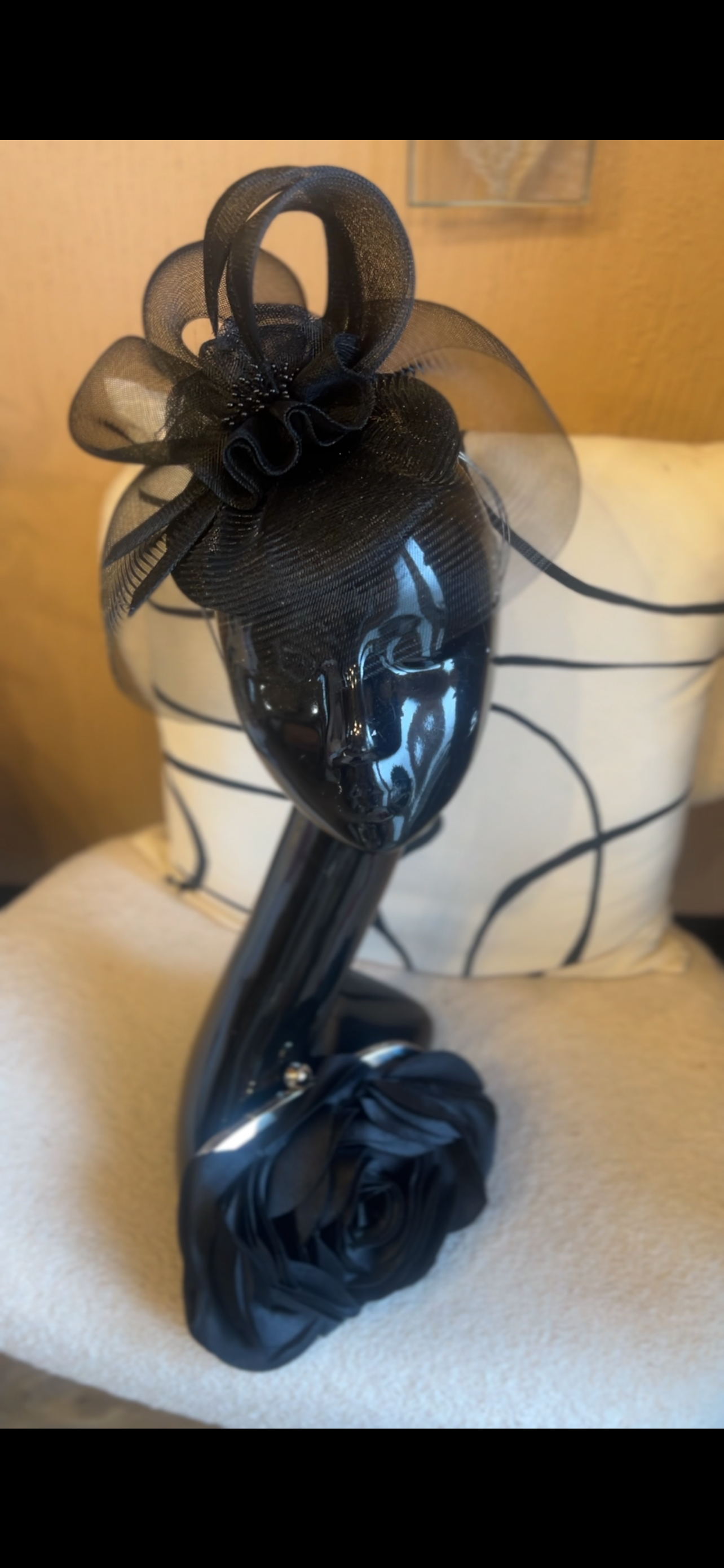 Black fascinator & clutch bag set