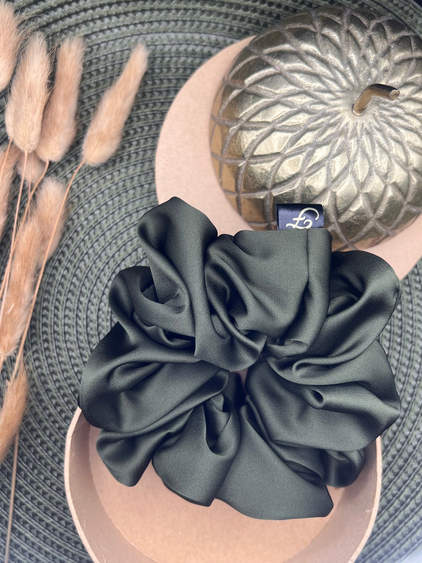 Luxury olive scrunchie