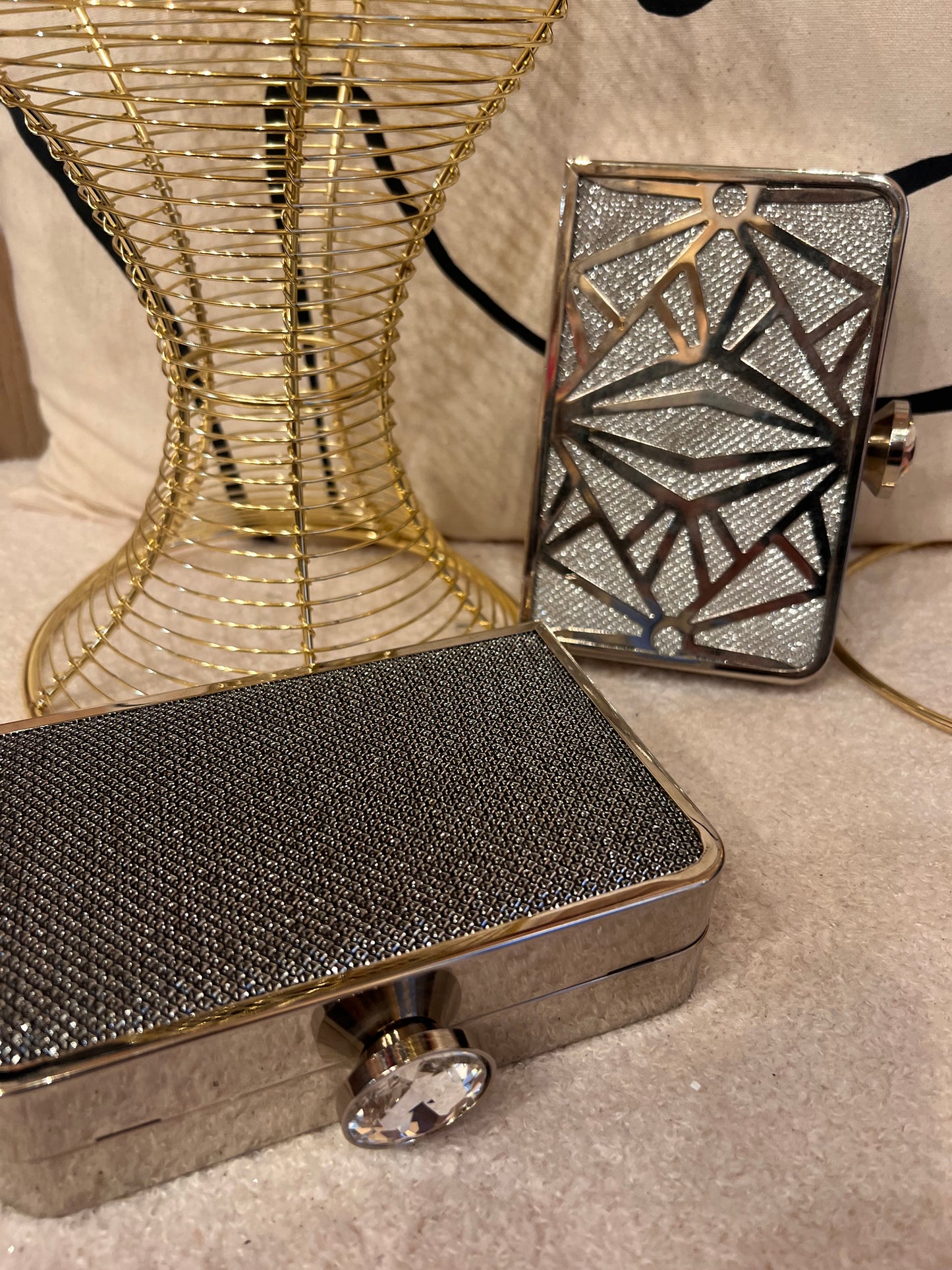 Silver box bag with glitter detail