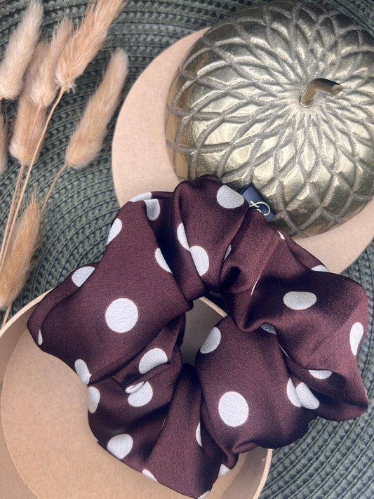 Luxury chocolate dot scrunchie