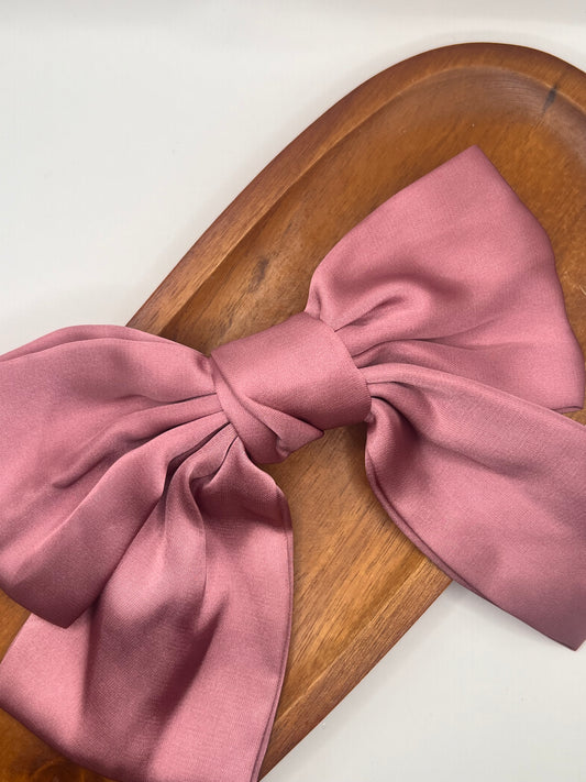 Bow Dusky Pink Satin