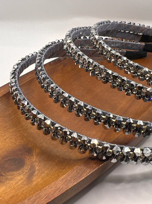Grey/silver crystal headband