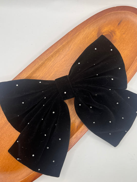 Bow Luxury Black Velvet diamanté